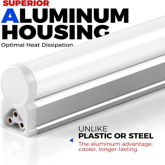 (6 Pack LED T5 Integrated Single Fixture, 4FT, 2200Lm, 6500K Super Bright White, 20W Utility LED Shop Light, Ceiling and under Cabinet Light, Corded Electric with On/Off Switch, ETL Listed